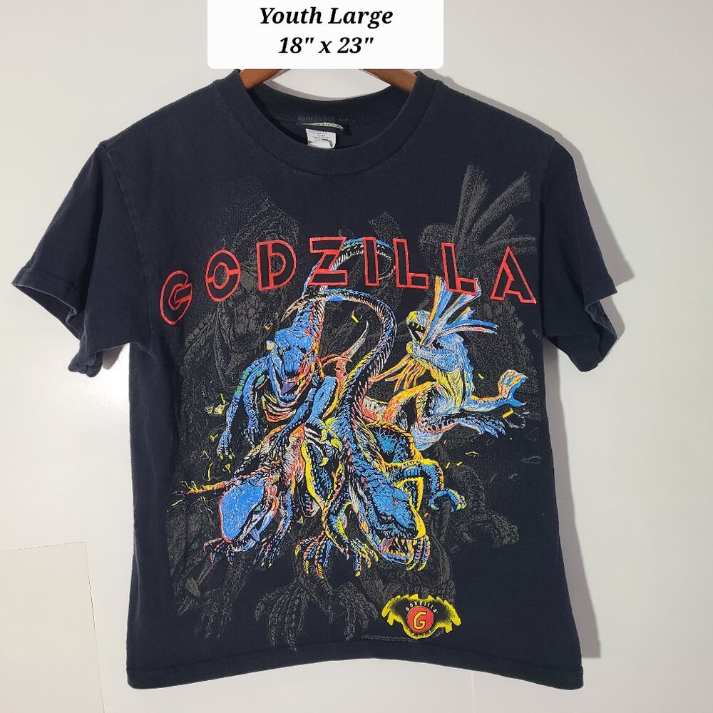 Vintage 1998 Godzilla Movie Promo Black Youth Large T-Shirt